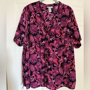 Catherines Split Neck Button Down Blouse